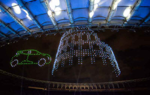 Rome lights up with 1,000 drones for the launch of BYD's new electric Dolphin Surf