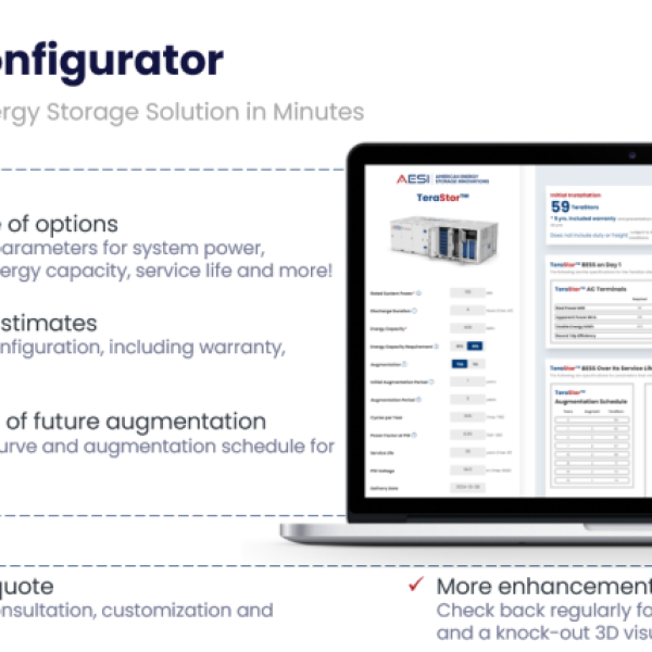 Image: American Energy Storage Innovations Unveils the TeraStor Configurator